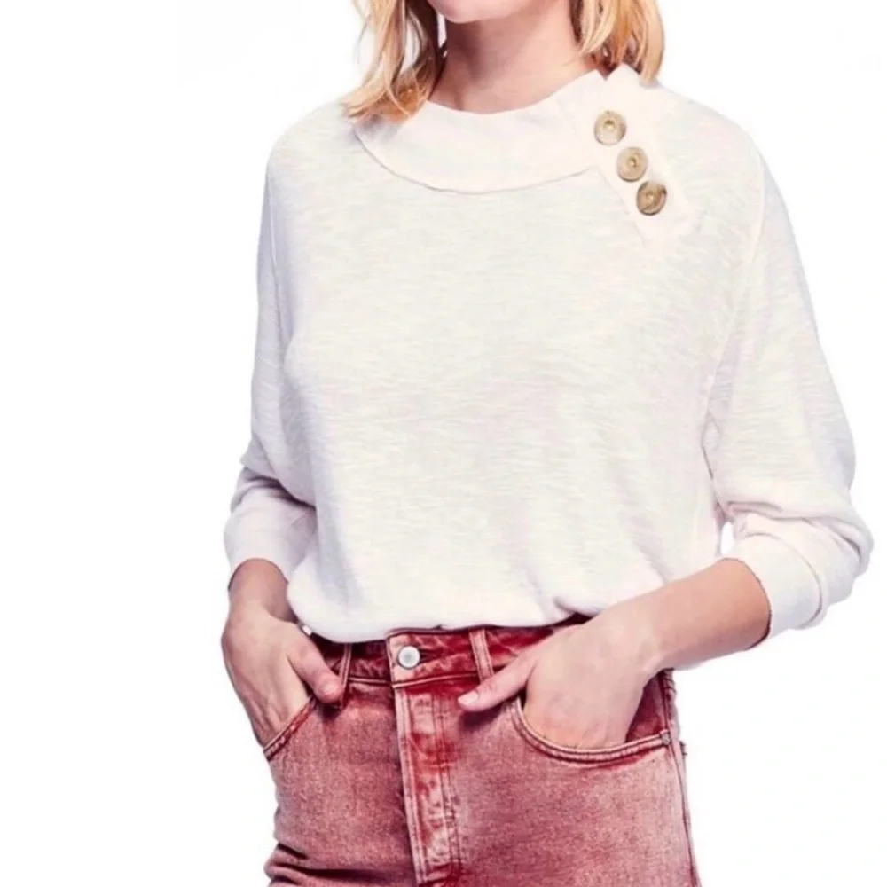 Free People - We The Free Don't Forget Me Cream Long Sleeve Blouse Size Small